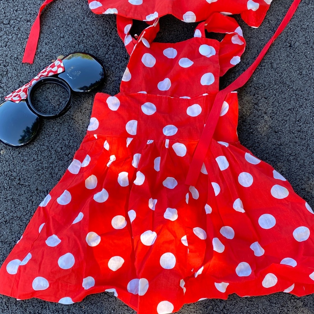 Red Polka Dot Dress with Sunglasses